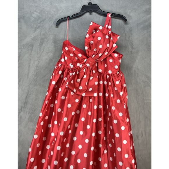 Anthropologie Astu Sally Bow Midi Dress Size Medium Red Polka Dot - Picture 4 of 10